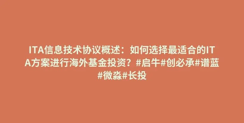 ITA信息技术协议概述：如何选择最适合的ITA方案进行海外基金投资？#启牛#创必承#谱蓝#微淼#长投插图