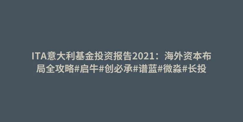 ITA意大利基金投资报告2021：海外资本布局全攻略#启牛#创必承#谱蓝#微淼#长投插图