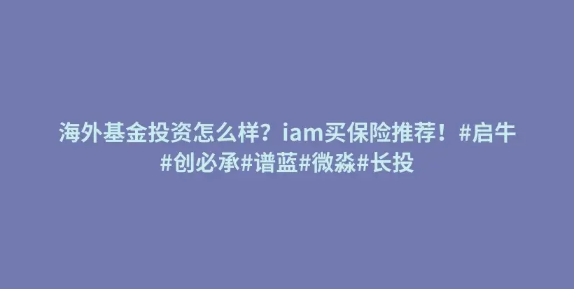 海外基金投资怎么样？iam买保险推荐！#启牛#创必承#谱蓝#微淼#长投插图