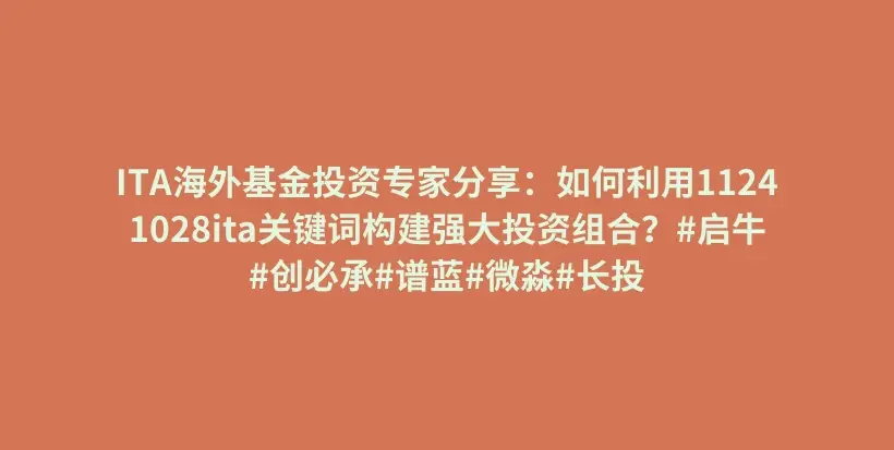 ITA海外基金投资专家分享：如何利用11241028ita关键词构建强大投资组合？#启牛#创必承#谱蓝#微淼#长投插图