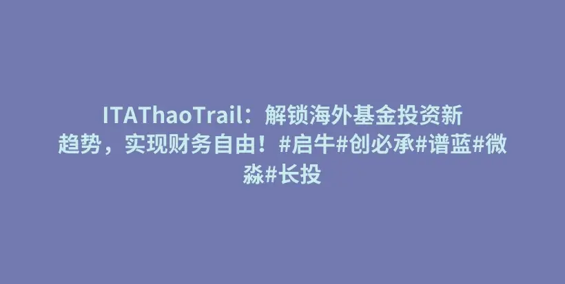 ITAThaoTrail：解锁海外基金投资新趋势，实现财务自由！#启牛#创必承#谱蓝#微淼#长投插图