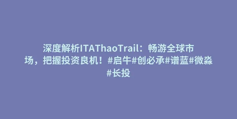 深度解析ITAThaoTrail：畅游全球市场，把握投资良机！#启牛#创必承#谱蓝#微淼#长投插图