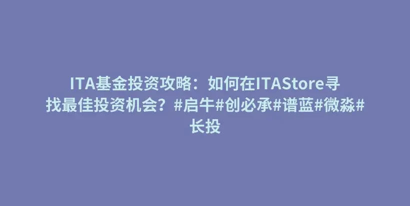 ITA基金投资攻略：如何在ITAStore寻找最佳投资机会？#启牛#创必承#谱蓝#微淼#长投插图