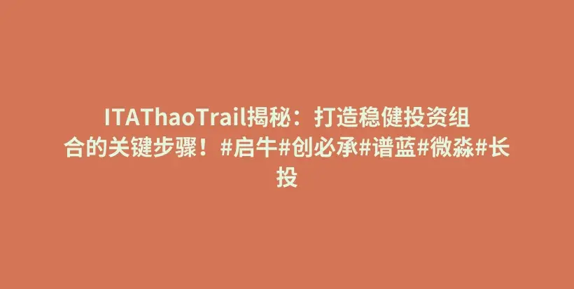 ITAThaoTrail揭秘：打造稳健投资组合的关键步骤！#启牛#创必承#谱蓝#微淼#长投插图