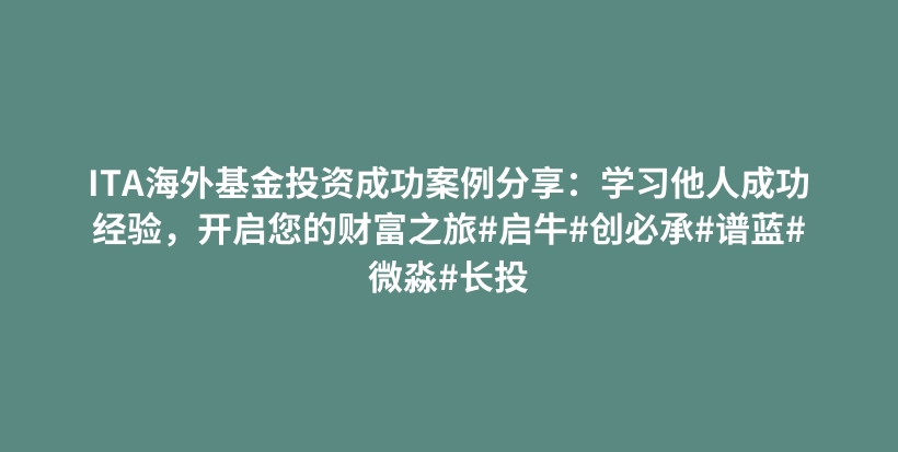 ITA海外基金投资成功案例分享：学习他人成功经验，开启您的财富之旅#启牛#创必承#谱蓝#微淼#长投插图