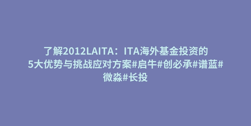 了解2012LAITA：ITA海外基金投资的5大优势与挑战应对方案#启牛#创必承#谱蓝#微淼#长投插图