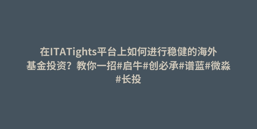 在ITATights平台上如何进行稳健的海外基金投资？教你一招#启牛#创必承#谱蓝#微淼#长投插图