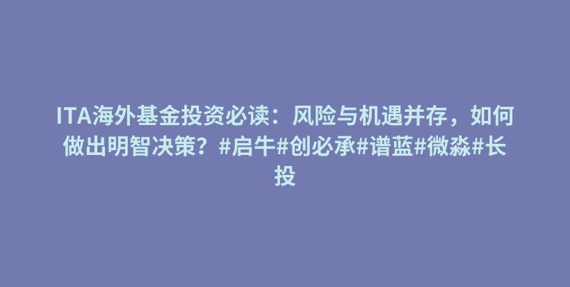 ITA海外基金投资必读：风险与机遇并存，如何做出明智决策？#启牛#创必承#谱蓝#微淼#长投插图