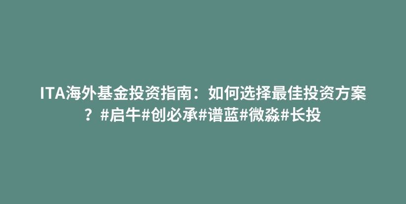 ITA海外基金投资指南：如何选择最佳投资方案？#启牛#创必承#谱蓝#微淼#长投插图