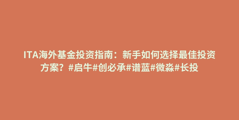 ITA海外基金投资指南：新手如何选择最佳投资方案？#启牛#创必承#谱蓝#微淼#长投插图