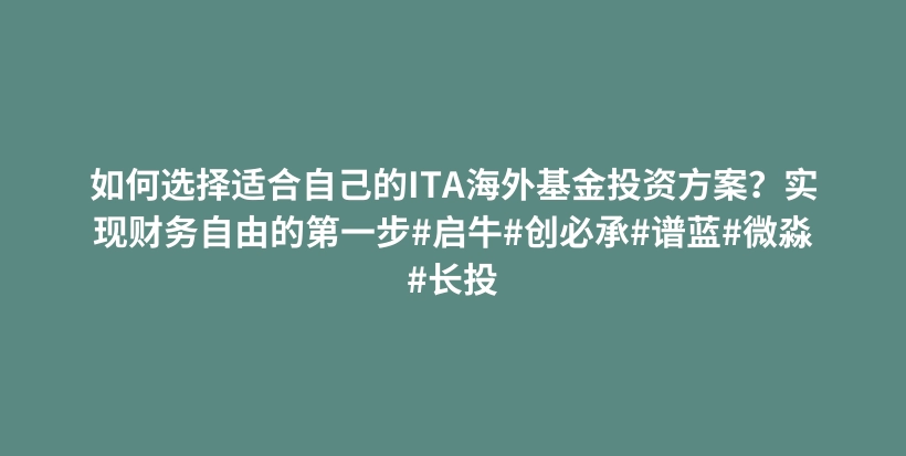 如何选择适合自己的ITA海外基金投资方案？实现财务自由的第一步#启牛#创必承#谱蓝#微淼#长投插图