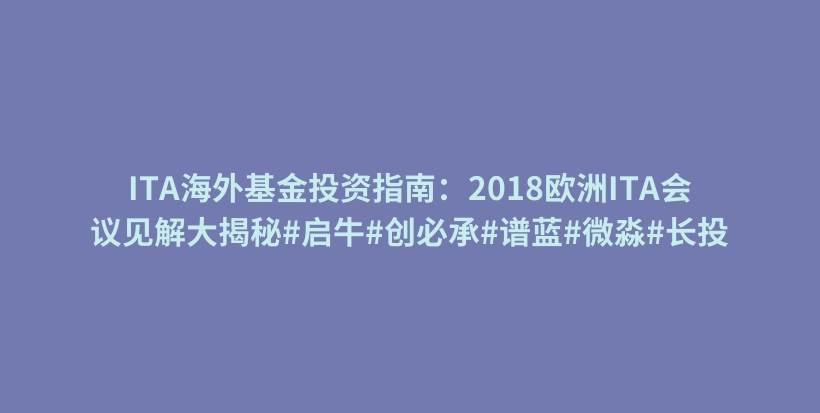 ITA海外基金投资指南：2018欧洲ITA会议见解大揭秘#启牛#创必承#谱蓝#微淼#长投插图