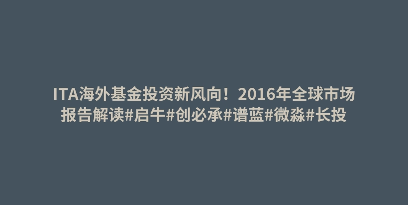 ITA海外基金投资新风向！2016年全球市场报告解读#启牛#创必承#谱蓝#微淼#长投插图