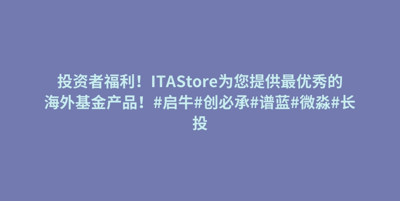 投资者福利！ITAStore为您提供最优秀的海外基金产品！#启牛#创必承#谱蓝#微淼#长投插图