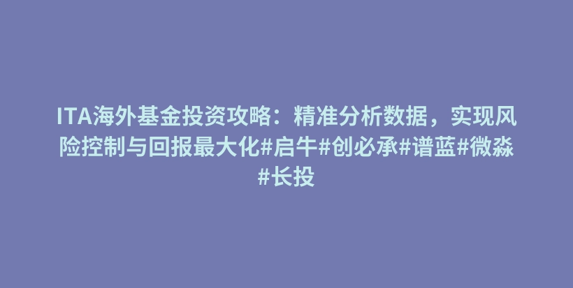 ITA海外基金投资攻略：精准分析数据，实现风险控制与回报最大化#启牛#创必承#谱蓝#微淼#长投插图