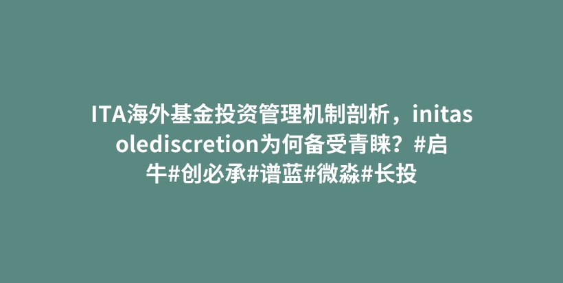 ITA海外基金投资管理机制剖析，initasolediscretion为何备受青睐？#启牛#创必承#谱蓝#微淼#长投插图