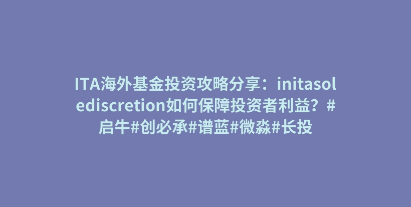 ITA海外基金投资攻略分享：initasolediscretion如何保障投资者利益？#启牛#创必承#谱蓝#微淼#长投插图