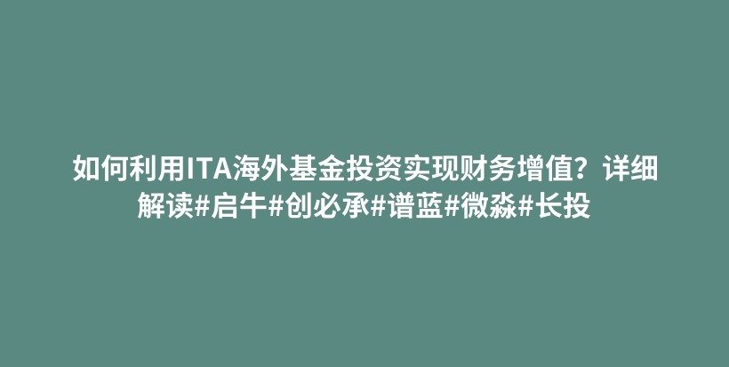 如何利用ITA海外基金投资实现财务增值？详细解读#启牛#创必承#谱蓝#微淼#长投插图