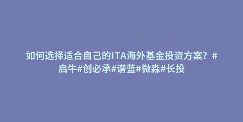 如何选择适合自己的ITA海外基金投资方案？#启牛#创必承#谱蓝#微淼#长投插图