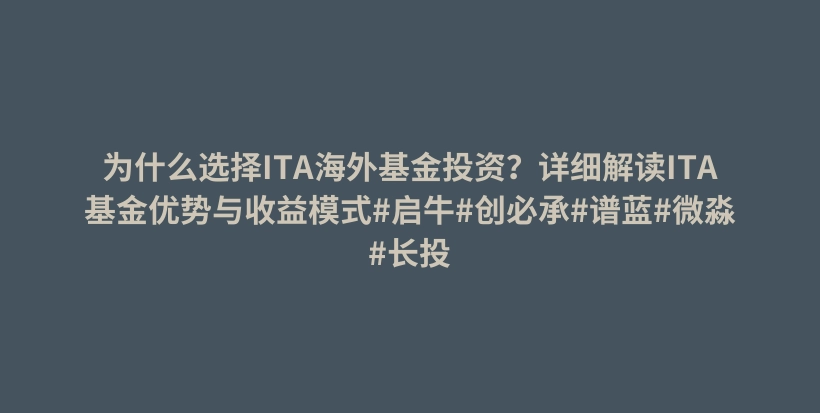 为什么选择ITA海外基金投资？详细解读ITA基金优势与收益模式#启牛#创必承#谱蓝#微淼#长投插图