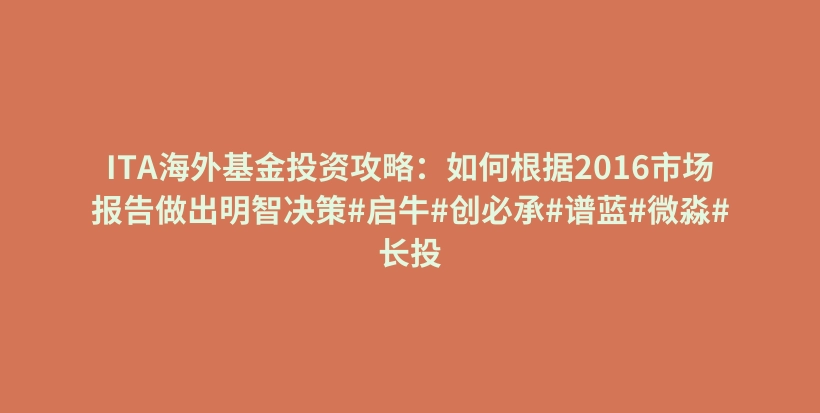 ITA海外基金投资攻略：如何根据2016市场报告做出明智决策#启牛#创必承#谱蓝#微淼#长投插图