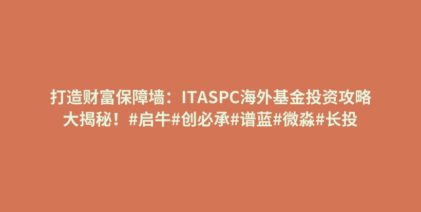 打造财富保障墙：ITASPC海外基金投资攻略大揭秘！#启牛#创必承#谱蓝#微淼#长投插图