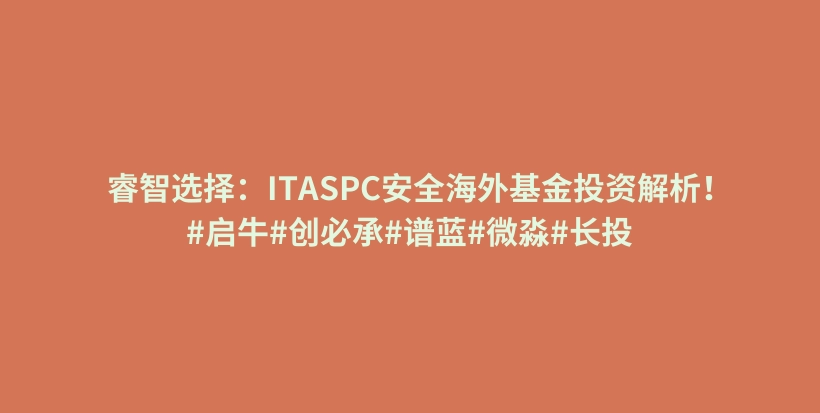 睿智选择：ITASPC安全海外基金投资解析！#启牛#创必承#谱蓝#微淼#长投插图