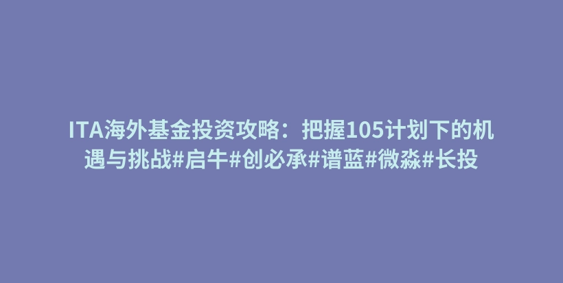 ITA海外基金投资攻略：把握105计划下的机遇与挑战#启牛#创必承#谱蓝#微淼#长投插图