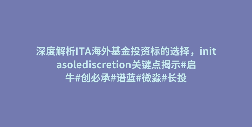 深度解析ITA海外基金投资标的选择，initasolediscretion关键点揭示#启牛#创必承#谱蓝#微淼#长投插图