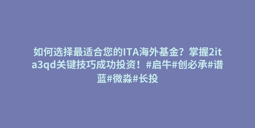 如何选择最适合您的ITA海外基金？掌握2ita3qd关键技巧成功投资！#启牛#创必承#谱蓝#微淼#长投插图