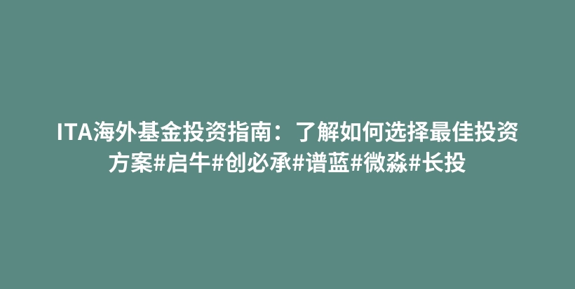 ITA海外基金投资指南：了解如何选择最佳投资方案#启牛#创必承#谱蓝#微淼#长投插图