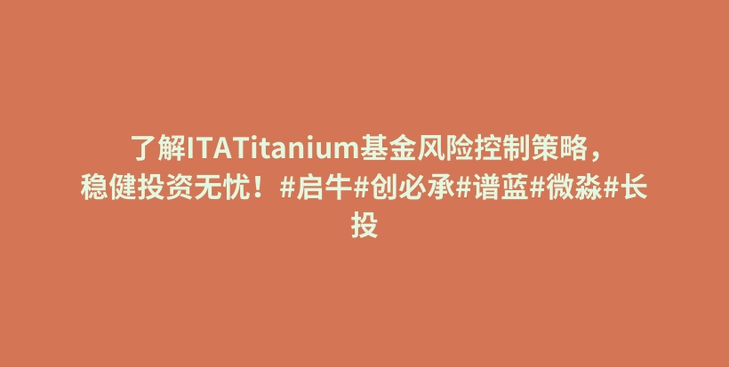 了解ITATitanium基金风险控制策略，稳健投资无忧！#启牛#创必承#谱蓝#微淼#长投插图