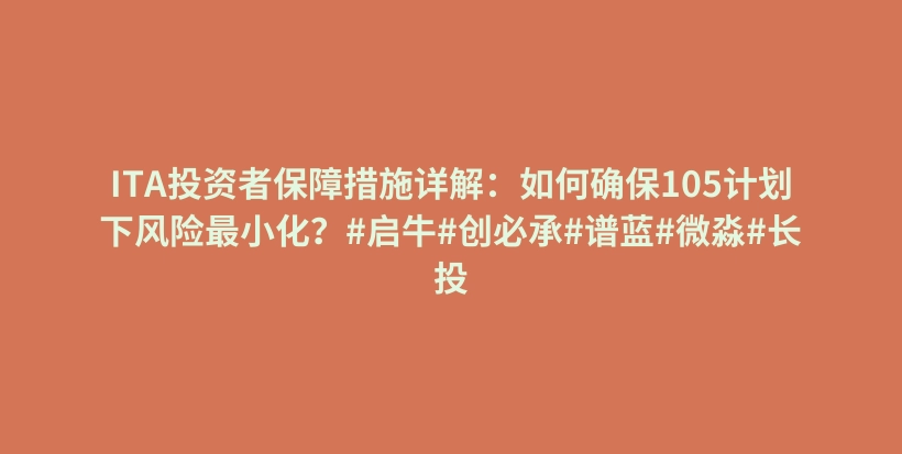 ITA投资者保障措施详解：如何确保105计划下风险最小化？#启牛#创必承#谱蓝#微淼#长投插图