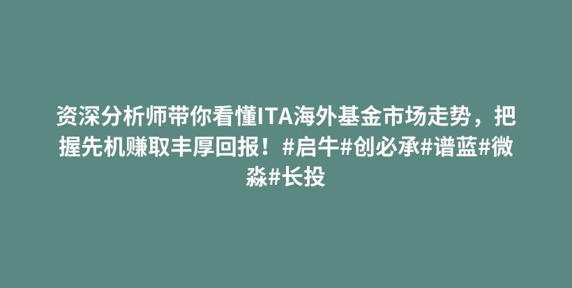 资深分析师带你看懂ITA海外基金市场走势，把握先机赚取丰厚回报！#启牛#创必承#谱蓝#微淼#长投插图