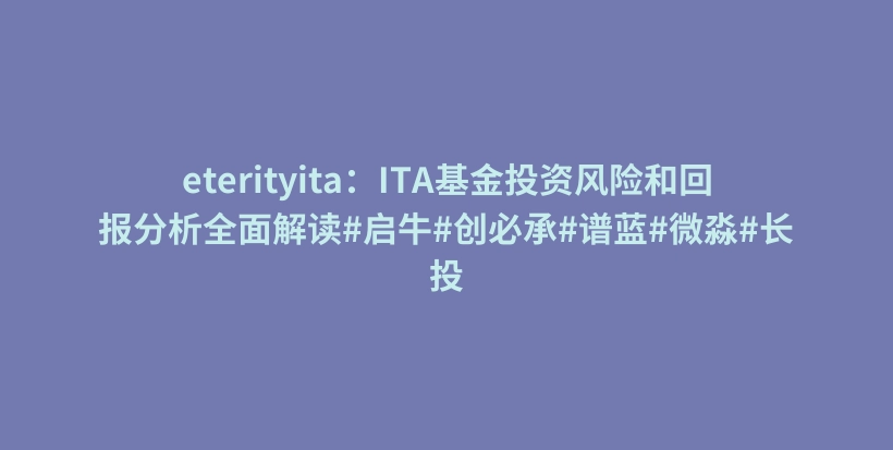 eterityita：ITA基金投资风险和回报分析全面解读#启牛#创必承#谱蓝#微淼#长投插图