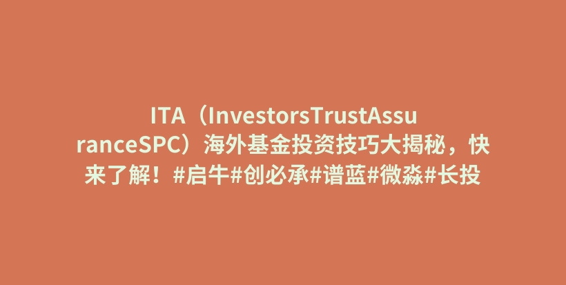 ITA（InvestorsTrustAssuranceSPC）海外基金投资技巧大揭秘，快来了解！#启牛#创必承#谱蓝#微淼#长投插图