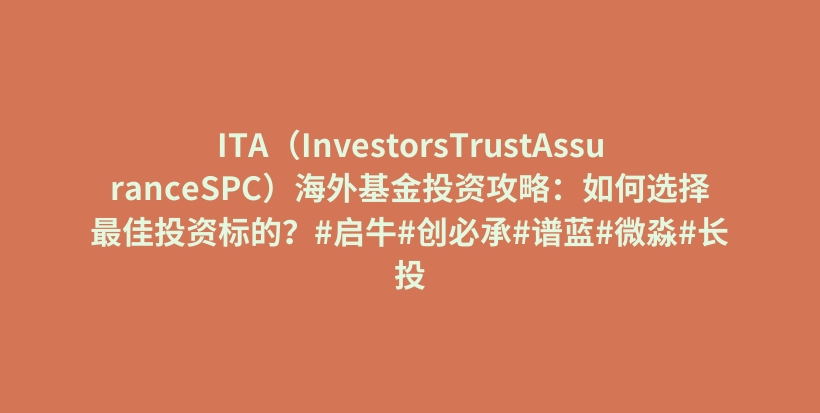 ITA（InvestorsTrustAssuranceSPC）海外基金投资攻略：如何选择最佳投资标的？#启牛#创必承#谱蓝#微淼#长投插图