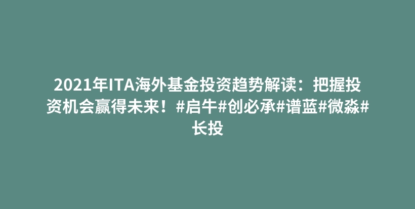 2021年ITA海外基金投资趋势解读：把握投资机会赢得未来！#启牛#创必承#谱蓝#微淼#长投插图