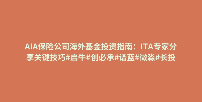 AIA保险公司海外基金投资指南：ITA专家分享关键技巧#启牛#创必承#谱蓝#微淼#长投插图