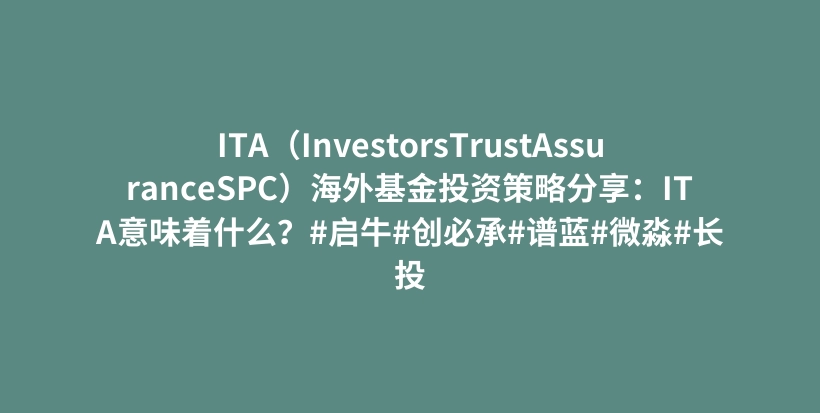 ITA（InvestorsTrustAssuranceSPC）海外基金投资策略分享：ITA意味着什么？#启牛#创必承#谱蓝#微淼#长投插图