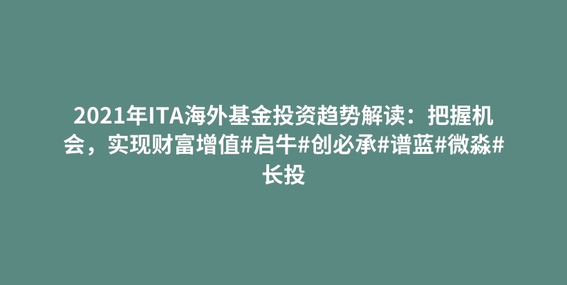 2021年ITA海外基金投资趋势解读：把握机会，实现财富增值#启牛#创必承#谱蓝#微淼#长投插图