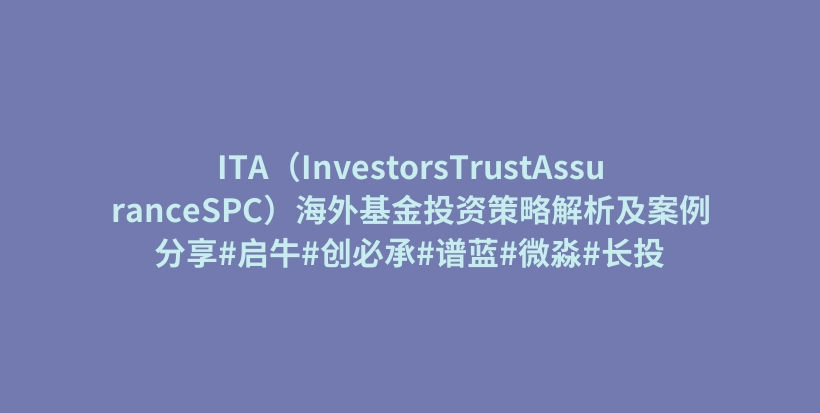 ITA（InvestorsTrustAssuranceSPC）海外基金投资策略解析及案例分享#启牛#创必承#谱蓝#微淼#长投插图