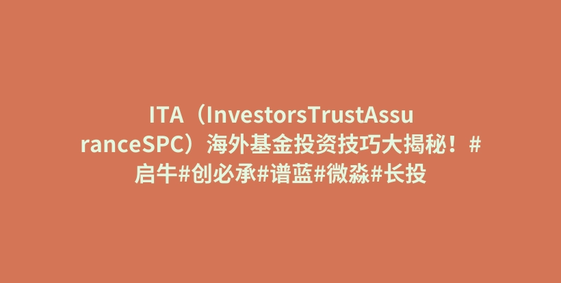 ITA（InvestorsTrustAssuranceSPC）海外基金投资技巧大揭秘！#启牛#创必承#谱蓝#微淼#长投插图