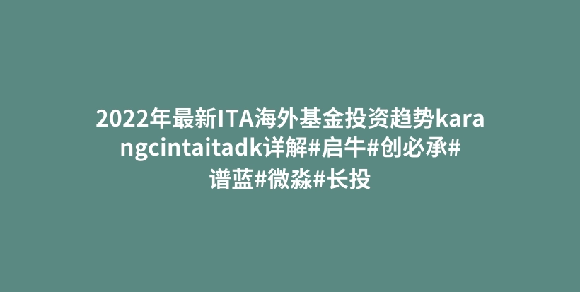 2022年最新ITA海外基金投资趋势karangcintaitadk详解#启牛#创必承#谱蓝#微淼#长投插图