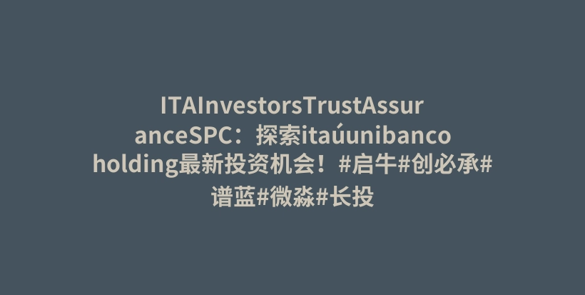 ITAInvestorsTrustAssuranceSPC：探索itaúunibancoholding最新投资机会！#启牛#创必承#谱蓝#微淼#长投插图