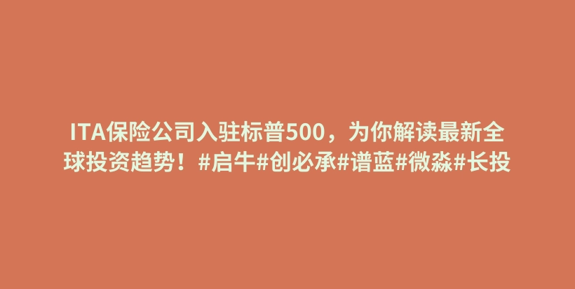 ITA保险公司入驻标普500，为你解读最新全球投资趋势！#启牛#创必承#谱蓝#微淼#长投插图