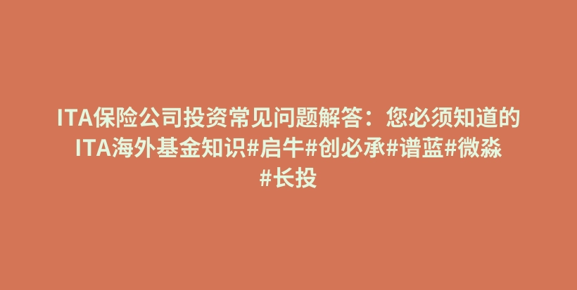 ITA保险公司投资常见问题解答：您必须知道的ITA海外基金知识#启牛#创必承#谱蓝#微淼#长投插图