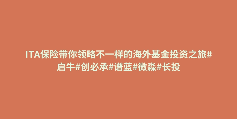 ITA保险带你领略不一样的海外基金投资之旅#启牛#创必承#谱蓝#微淼#长投插图