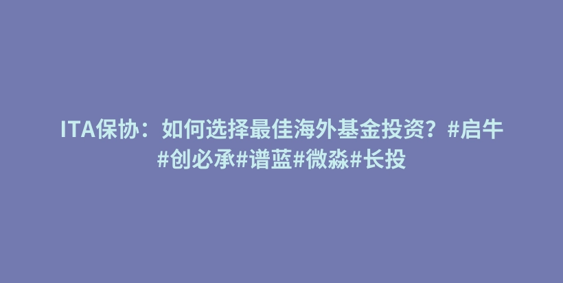 ITA保协：如何选择最佳海外基金投资？#启牛#创必承#谱蓝#微淼#长投插图